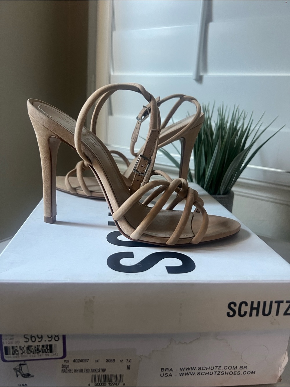 NWT: SCHUTZ Rachel Ankle‑Buckle High Heel Sandal in Nude -Size 7 - Picture 6 of 12